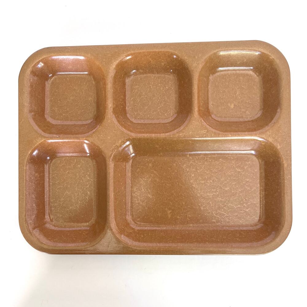 Bolta US Military Melamine Platic Mess Tray  Mfg'd 1966, 5 Compartments Brown